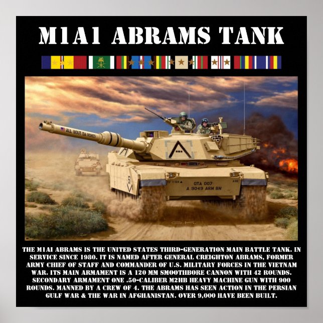 M1A1 Abrams Battle Tank Print (Front)