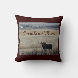 M3 Bull Moose on Farmlands Throw Pillow