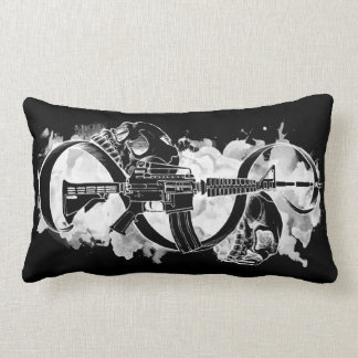 M4 and Skulls Black and White Lumbar Pillow