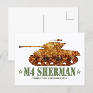 M4 Sherman World War Two American Medium Tank WWII Postcard
