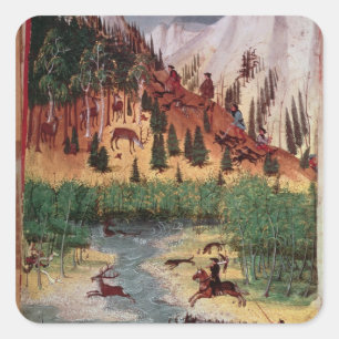 M5751 f.2v Maximilian I hunting deer Square Sticker