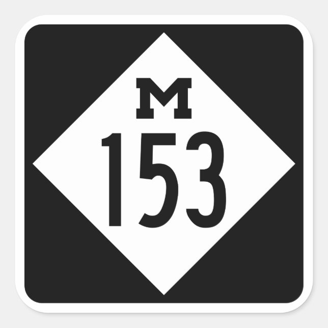 M-153 Ford Road Michigan Hwy Sign Square Sticker (Devant)