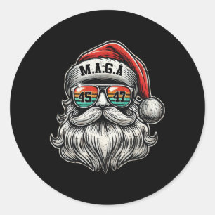 M.a.g.a. Trump Santa Claus With Sungles Christmas  Classic Round Sticker