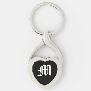 "M" Black Heart Keychain
