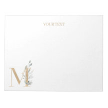 M Bloc-notes personnalisé M monogramme floral