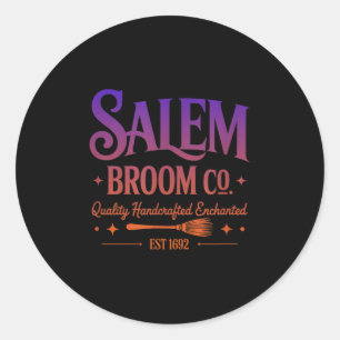 M Broom Co Hanrafted Enchanted Est 1692 Halloween  Classic Round Sticker