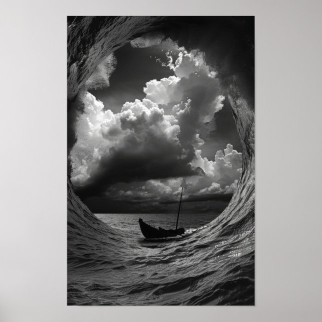 M.C. Escher Inspired Repeating Ship Falling Poster (Front)