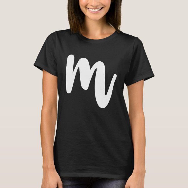 M Capital Letter Cool Initials ABC T-Shirt (Front)