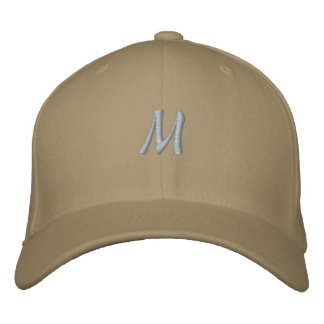 M Character Monogram Initial Flexfit Wool Men's Embroidered Hat