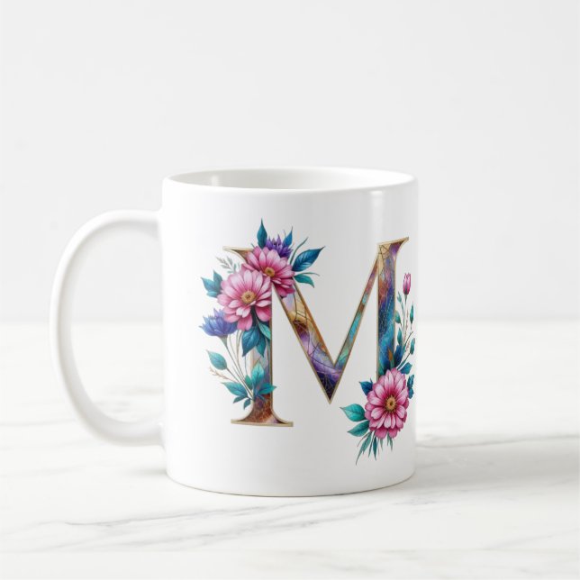 M Coffee Mug - Design floral pour le don (Gauche)