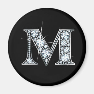 "M" Diamond Bling Magnet