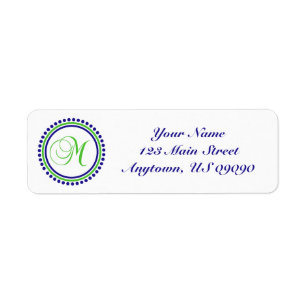 M Dot Circle Mongram Address Label (Green / Blue)