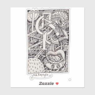 M. Emptyful, Sticker Rectangulaire Dessin D'Encre