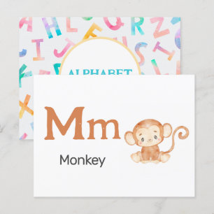 M est pour Singe - Carte Flash Alphabet