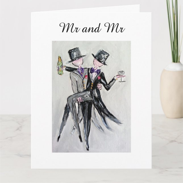 "M. et M." carte de mariage gaie (Devant)