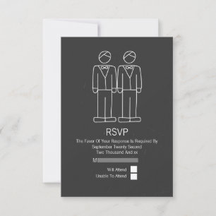 M. et M. Doodle Chalkboard Gay Wedding RSVP