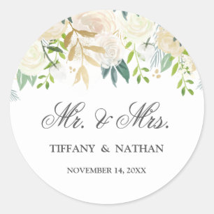 M. et Mme Aquarelle Floral Gold Sticker