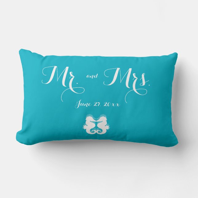 M. et Mme Blue White Mariage Coussins (Recto)