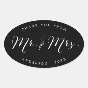 M. et Mme Calligraphy Stickers de mariage de scrip