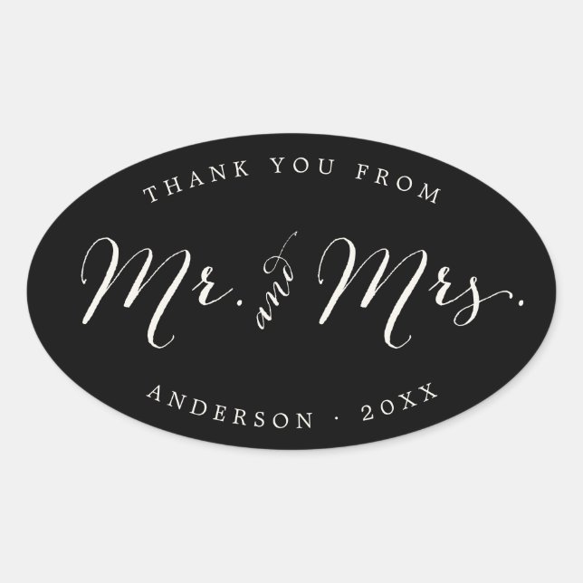 M. et Mme Calligraphy Stickers de mariage de scrip (Devant)