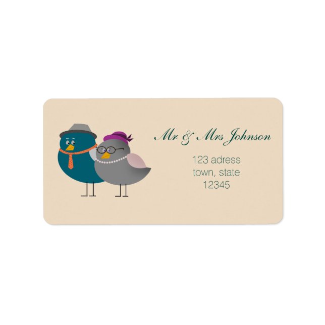 M. et Mme Cute Étiquette de adresse de dessin anim (Devant)