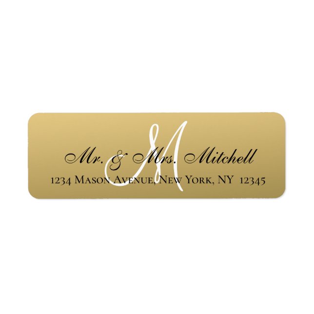 M. et Mme Elegant Gold Black Monogram Mariage (Devant)