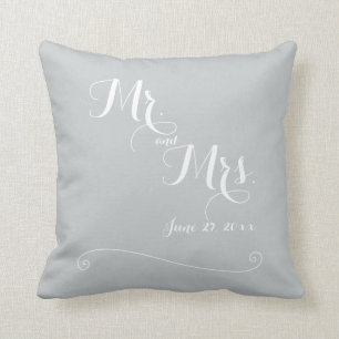 M. et Mme Elegant Grey Coussins Mariages