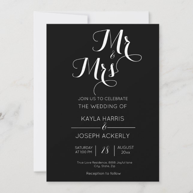 M. et Mme faire-part de mariage card (Devant)