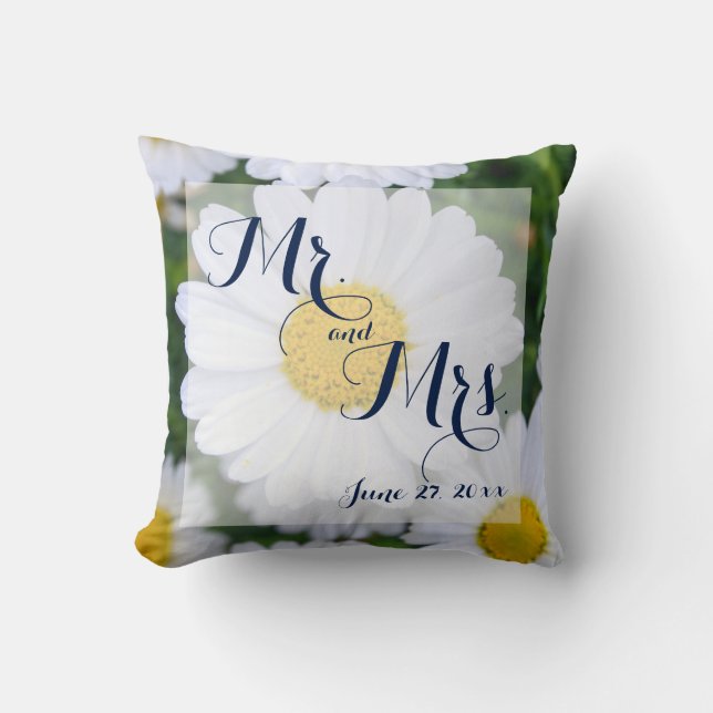 M. et Mme Floral Mariage Coussins Daisy (Recto)