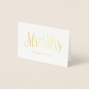 M. et Mme Gold carte de remerciements. Mariage cla