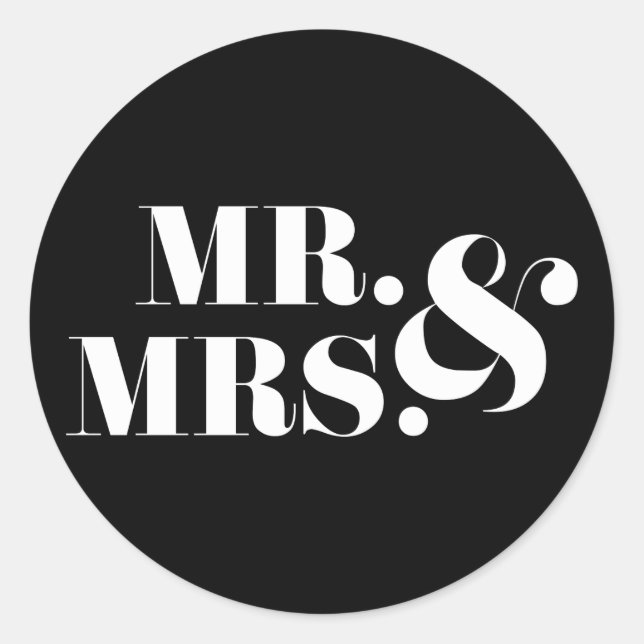 M. et Mme Modern Bold Wedding Favor Sticker (Devant)
