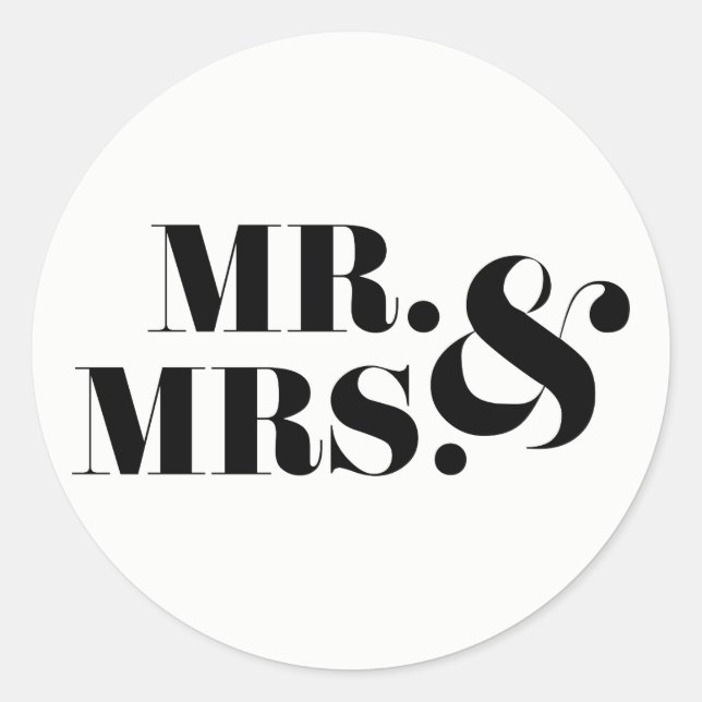 M. et Mme Modern Bold Wedding Favor Sticker (Devant)