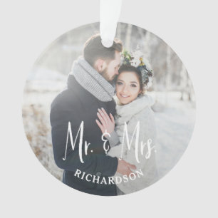 M. et Mme photo rustique moderne de mariage de