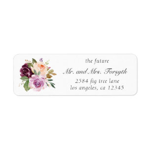 M. et Mme Plum Floral Mariage Adresse de retour