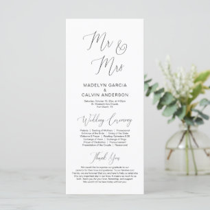 M. et Mme, programme de cérémonie Mariage moderne 