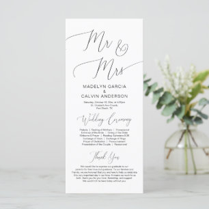 M. et Mme, programme de cérémonie Mariage moderne 