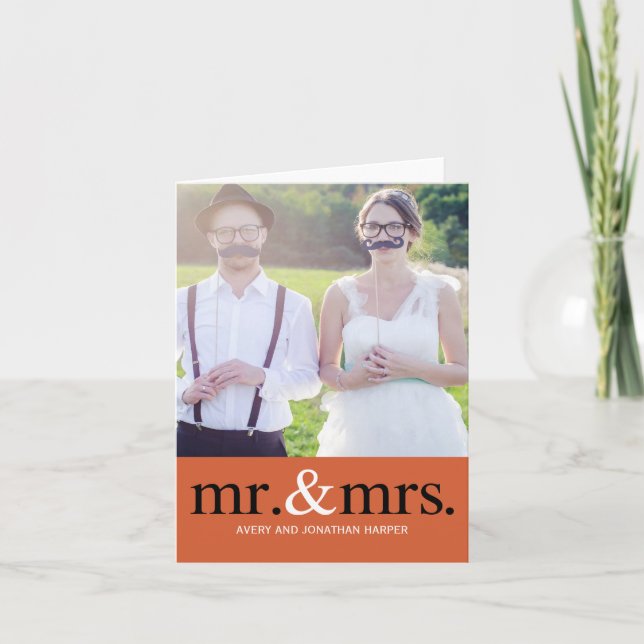 M. ET MRS. Merci Mariage Carte photo (Devant)