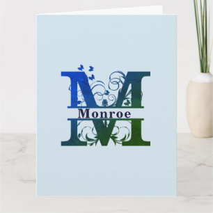'M' Fancy Split Monogram Customizable Card