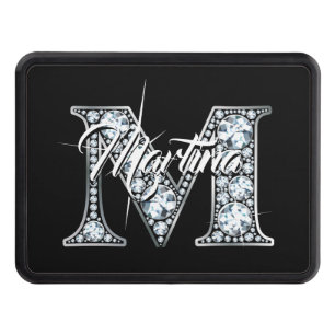 M Faux Diamond Bling Monogram Trailer Hitch Cover
