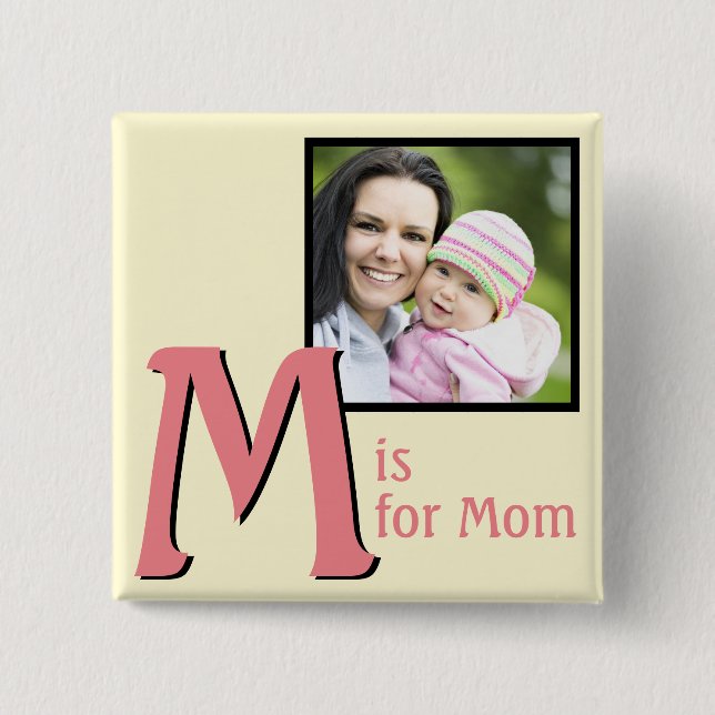 M for Mom 2 Inch Square Button (Front)