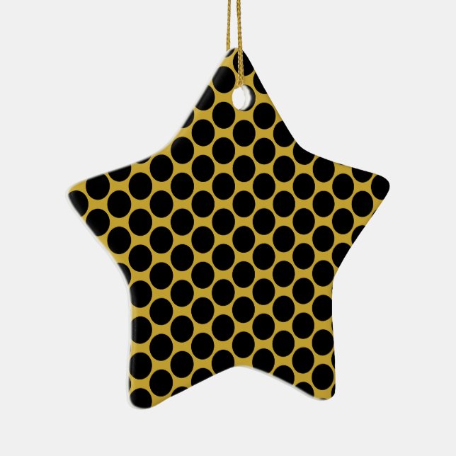M Gold Star Ornament with Bold Black Dot Style (Right)