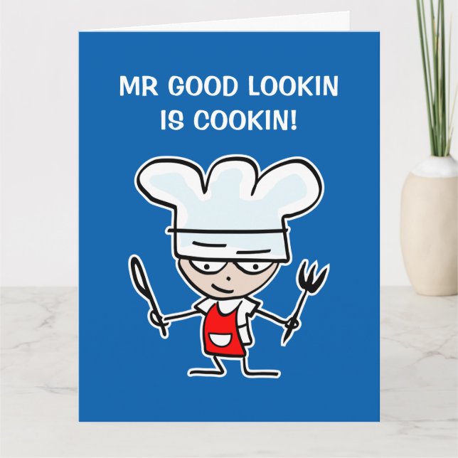 M. good look est cuisine Carte d'anniversaire pour (Devant)