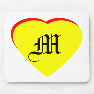 "M" Heart Yellow Red Wedding Invitation The MUSEUM Mouse Pad