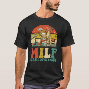 M I L F Cottagecore Frog Playing Banjo on Mushroom T-Shirt