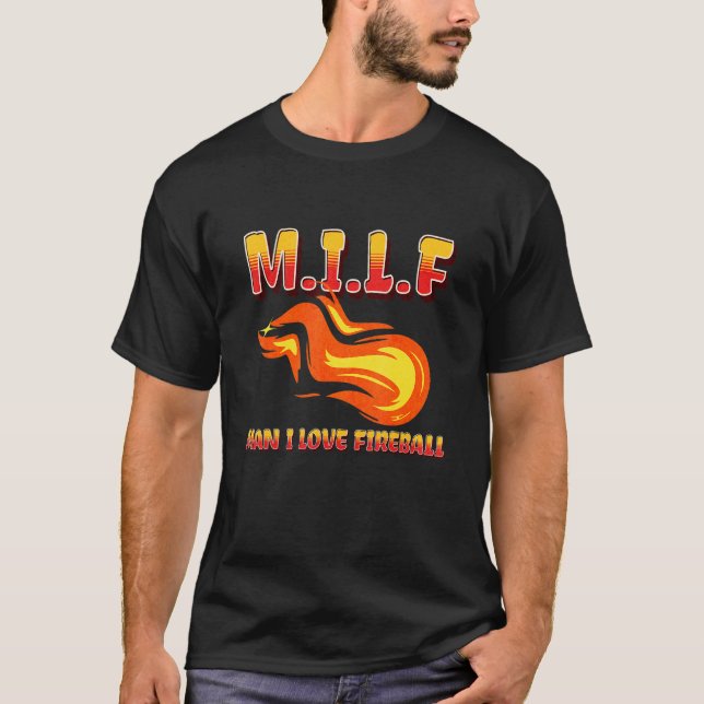 M I L F Man I Love Fireball Eclipse  Saying Quote T-Shirt (Front)