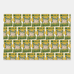 M.I.L.F Man I Love Frogs Wrapping Paper, Frog Wrapping Paper Sheet