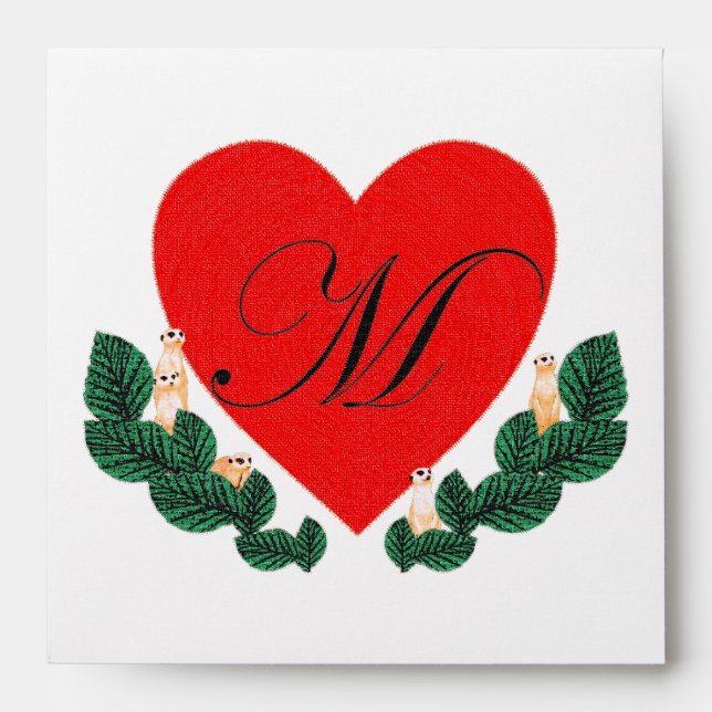 M in a heart envelopes (Front)