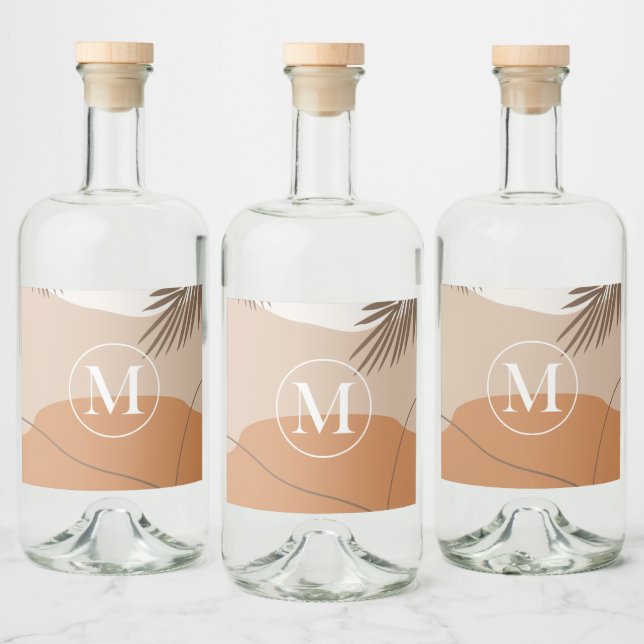 M - Initial Monogram Letter M Abstract Design Liquor Bottle Label (Bottles)