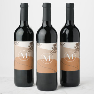 M - Initial Monogram Letter M Abstract Design Wine Label