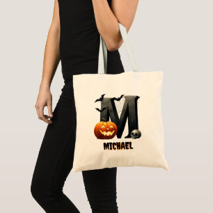M Initial Trick or Treat Cute Halloween Candy Bag